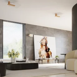 Plafonnier en bois/verre 2 lampes 40x14x47.5cm Sollux