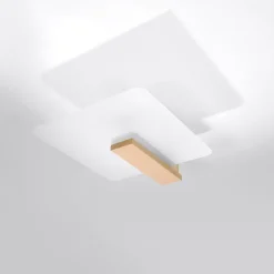 Plafonnier en bois/verre 2 ampoules 4000K - 40x14x47.5cm Sollux