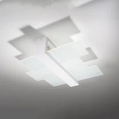 Plafonnier en bois/verre 2 lampes 43x43x12cm Sollux