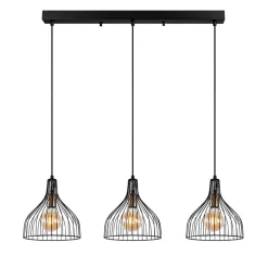 Plafonnier en métal noir - 3 lampes - MARIE