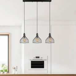 Plafonnier en métal noir - 3 lampes - MARIE