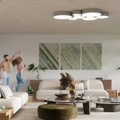 Plafonnier en PVC 2 ampoules 3000K - 35x35x11cm Sollux