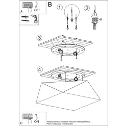 Plafonnier en PVC 2 lampes 35x35x15cm Sollux