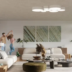 Plafonnier en PVC 4 lampes 55x55x11cm Sollux