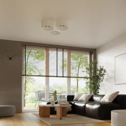 Plafonnier en tissu/bois/acier 1 lampes 35x35x20cm Sollux