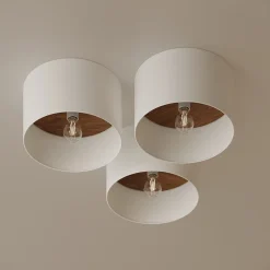 Plafonnier en tissu/bois/acier 1 lampes 35x35x20cm Sollux