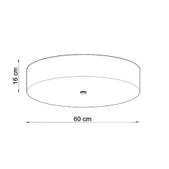 Plafonnier en tissu/verre/acier 5 ampoules 3000K - 60x60x16cm Sollux