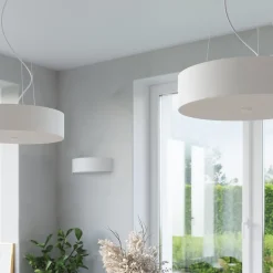 Plafonnier en tissu/verre/acier 6 ampoules 3000K - 100x100x20cm Sollux