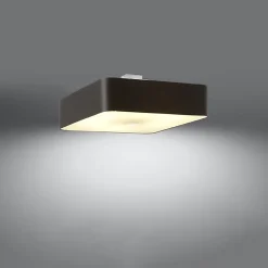 Plafonnier en tissu/verre/acier 5 lampes 55x55x25cm Sollux