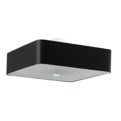 Plafonnier en tissu/verre/acier 5 lampes 55x55x25cm Sollux