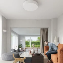 Plafonnier en tissu/verre/acier 3 lampes 30x30x22cm Sollux