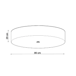 Plafonnier en tissu/verre/acier 6 lampes 80x80x20cm Sollux