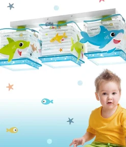 Plafonnier enfant 3 lumières Little Shark Petit Requin