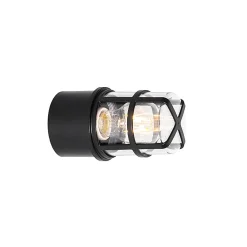 Plafonnier et applique murale noir avec abat-jour transparent IP54 - Kiki