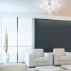 Plafonnier EXPLOSION blanc metal verre douilles G9 pour salle a manger salon entree bureau diametre 57 cm