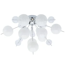 Plafonnier EXPLOSION blanc metal verre douilles G9 pour salle a manger salon entree bureau diametre 57 cm