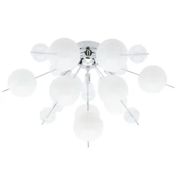 Plafonnier EXPLOSION blanc metal verre douilles G9 pour salle a manger salon entree bureau diametre 57 cm