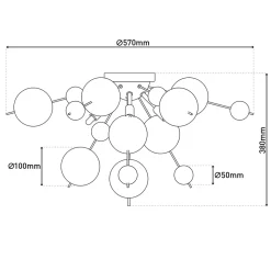Plafonnier EXPLOSION blanc metal verre douilles G9 pour salle a manger salon entree bureau diametre 57 cm