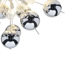 Plafonnier EXPLOSION chrome metal verre douilles G9 pour salle a manger salon entree bureau diametre 57 cm