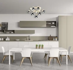 Plafonnier EXPLOSION chrome metal verre douilles G9 pour salle a manger salon entree bureau diametre 57 cm