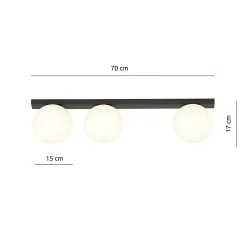 Plafonnier FIT 3 BLACK/OPAL, Emibig Lighting, Fabriqué en EU