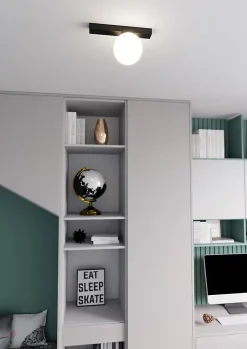 Plafonnier FIT 1 BLACK/OPAL, Emibig Lighting, Fabriqué en EU