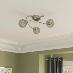 Plafonnier G9 40W GoodHome Phaidros brillant effet chromé H.16 x Ø42 cm