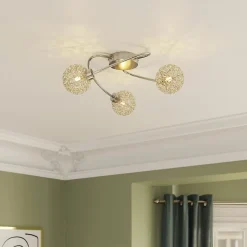 Plafonnier G9 40W GoodHome Phaidros brillant effet chromé H.16 x Ø42 cm