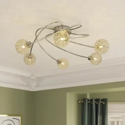 Plafonnier G9 40W GoodHome Phaidros brillant effet chromé H.16.5 x Ø65 cm