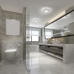 Plafonnier hermétique IP44 Acier Nickel Mur/Plafond E27 JURBA DL-218L