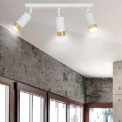 Plafonnier HIRO 3 WH/GOLD, Emibig Lighting, Fabriqué en EU