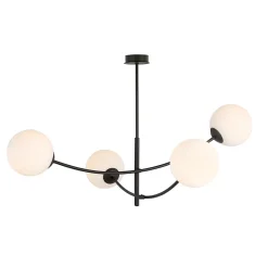 Plafonnier HUNTER 4 BLACK/OPAL, Emibig Lighting, Fabriqué en EU