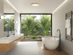 Plafonnier imitation bois blanc chaud 18W 1800lm IP44 ⌀33cm Seynave Adenia