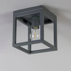 Plafonnier industriel gris foncé - Cage