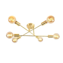 Plafonnier industriel laiton 6 lumières - Sydney