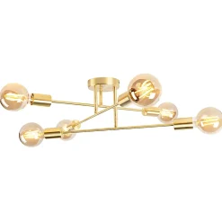 Plafonnier industriel laiton 6 lumières - Sydney