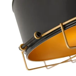 Plafonnier industriel noir avec or 35 cm - Barril
