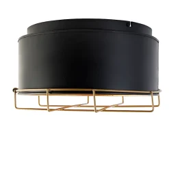 Plafonnier industriel noir avec or 35 cm - Barril