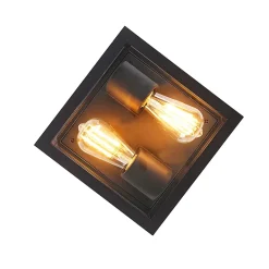 Plafonnier industriel noir IP44 2 lumières - Charlois