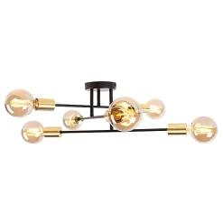Plafonnier industriel noir avec or 6 lumières - Sydney