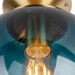 Plafonnier intelligent en laiton avec verre bleu océan, avec Wifi ST64 - Pallon