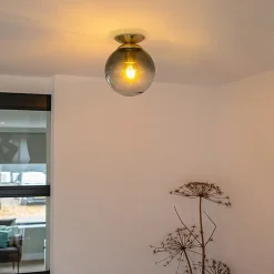 Plafonnier intelligent en laiton avec verre bleu océan, avec Wifi ST64 - Pallon