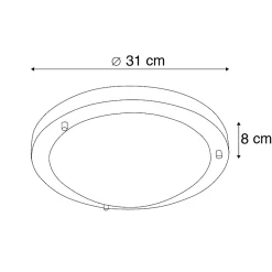 Plafonnier intelligent en acier 31 cm avec WiFi A60 IP44 - Yuma