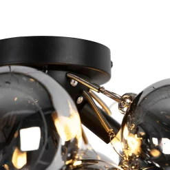 Plafonnier intelligent noir avec verre fumé et 4 G9 Wifi - Uvas