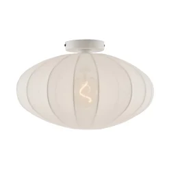 Plafonnier Japandi blanc avec abat-jour en tissu - Bida