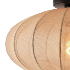 Plafonnier Japandi marron avec abat-jour en tissu - Bida