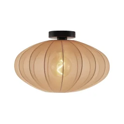 Plafonnier Japandi marron avec abat-jour en tissu - Bida