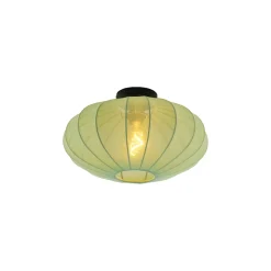 Plafonnier Japandi vert avec abat-jour en tissu - Bida