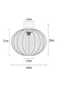 Plafonnier Japandi vert avec abat-jour en tissu - Bida