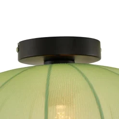 Plafonnier Japandi vert avec abat-jour en tissu - Bida